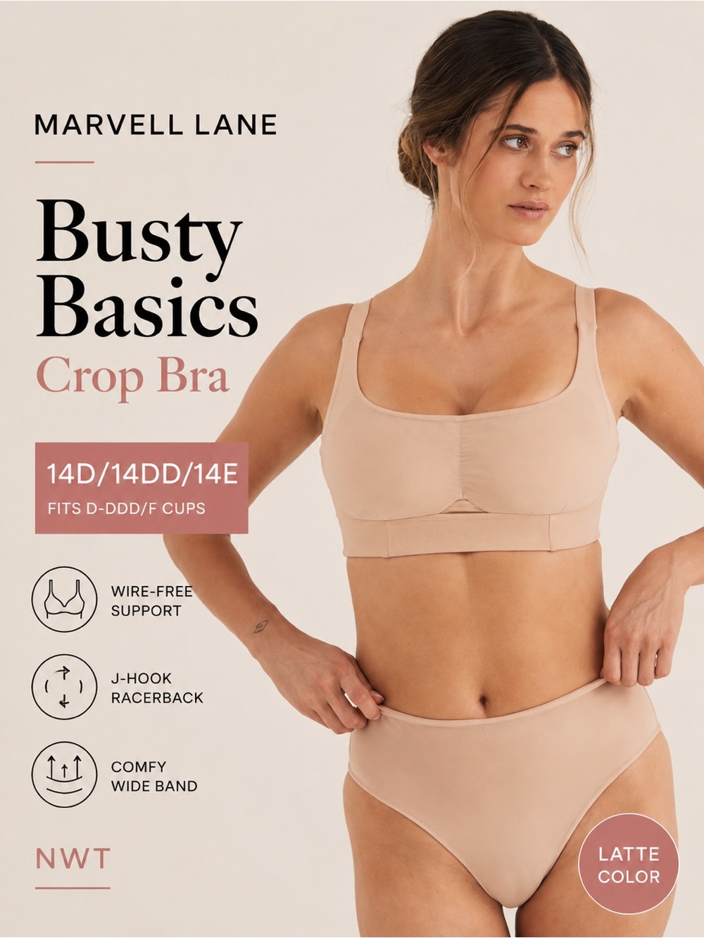 Busty Basics Crop‎ Bra - Latte